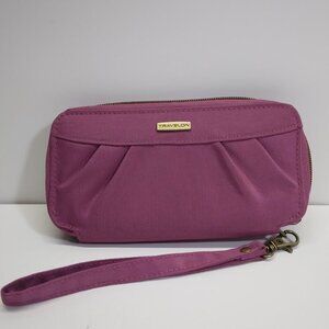 TRAVELON Wristlet Wallet Full Zip Purple Pink Clutch